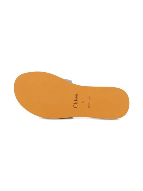 Ciabatte bambina Chloé Woody blu con fascia logo Chloe' Kids | C20881821
